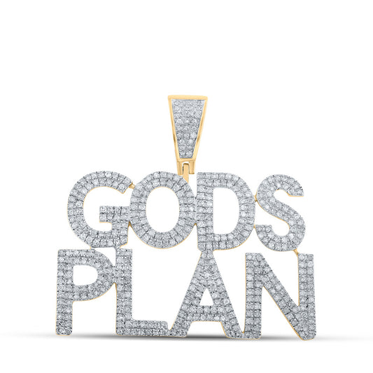 10K YELLOW GOLD ROUND DIAMOND GODS PLAN CHARM PENDANT 1 CTTW