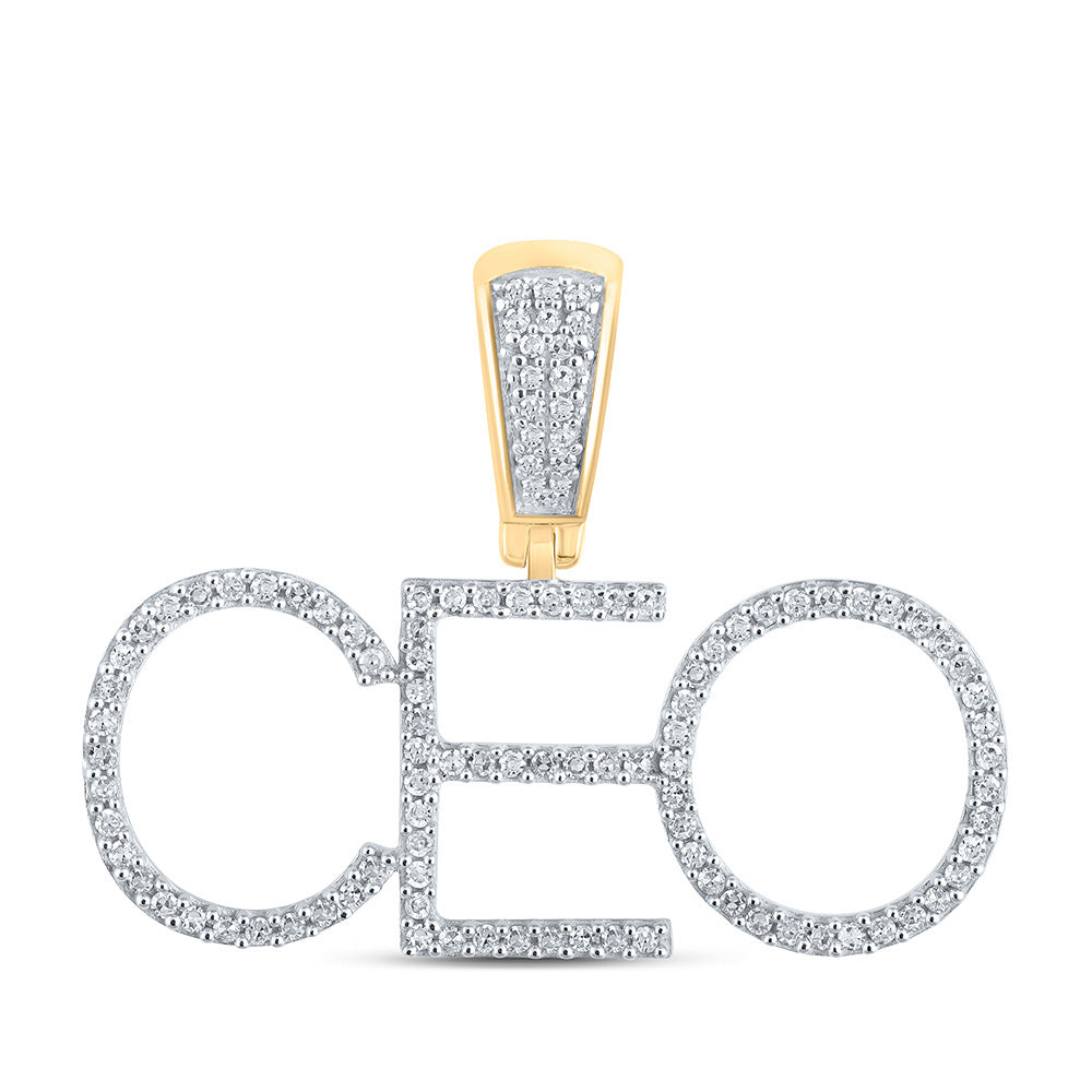 10K YELLOW GOLD ROUND DIAMOND CEO CHARM PENDANT 1/3 CTTW