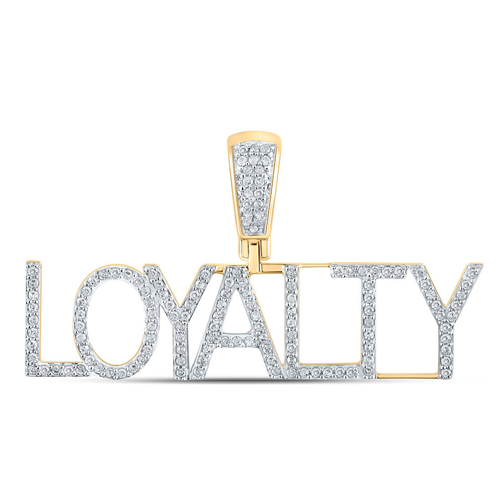 10K YELLOW GOLD ROUND DIAMOND LOYALTY CHARM PENDANT 1/3 CTTW