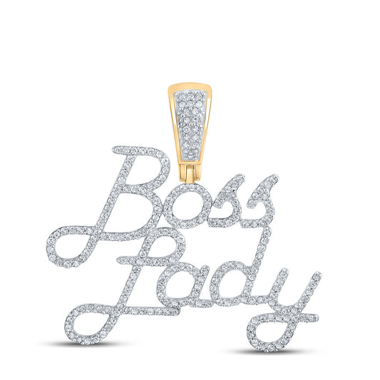 10K YELLOW GOLD ROUND DIAMOND BOSS LADY CHARM PENDANT 5/8 CTTW