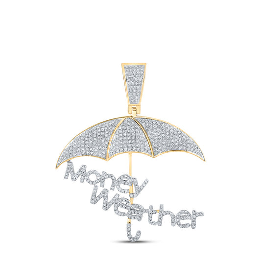 10K YELLOW GOLD ROUND DIAMOND MONEY WEATHER UMBRELLA CHARM PENDANT 1 CTTW