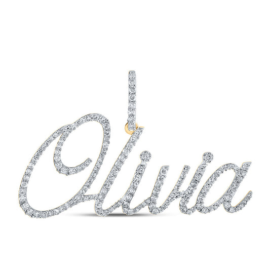 10K YELLOW GOLD ROUND DIAMOND OLIVIA CHARM PENDANT 7/8 CTTW