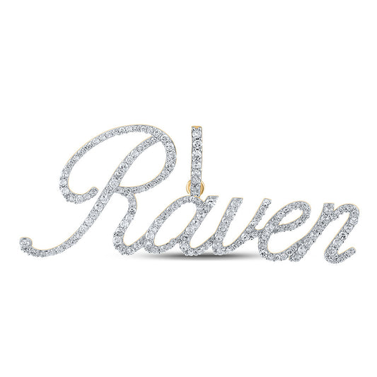 10K YELLOW GOLD ROUND DIAMOND RAVEN CHARM PENDANT 3/4 CTTW