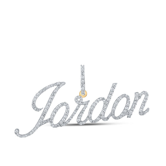 10K YELLOW GOLD ROUND DIAMOND JORDON CHARM PENDANT 7/8 CTTW