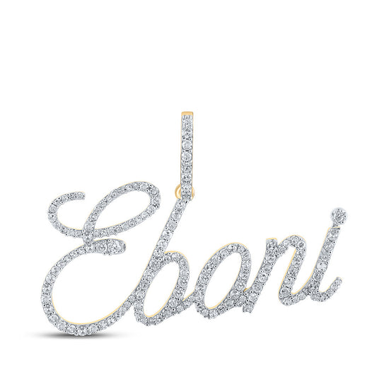 10K YELLOW GOLD ROUND DIAMOND EBONI CHARM PENDANT 3/4 CTTW