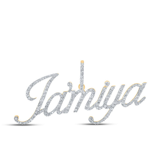 10K YELLOW GOLD ROUND DIAMOND JAMIYA CHARM PENDANT 7/8 CTTW