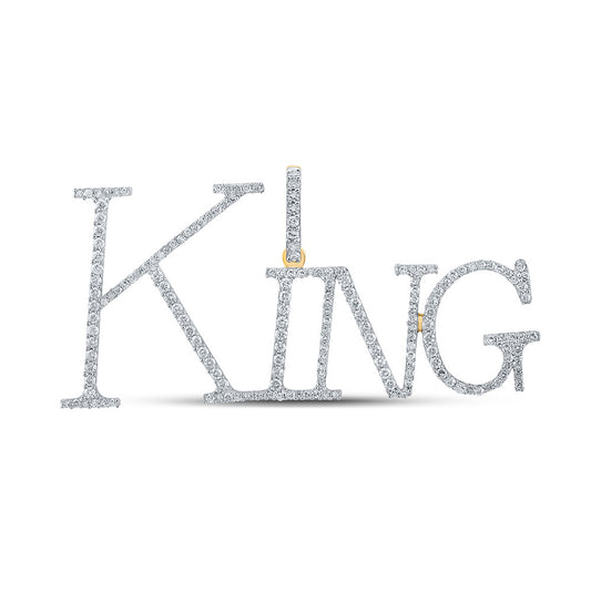 10K YELLOW GOLD ROUND DIAMOND KING CHARM PENDANT 1 CTTW