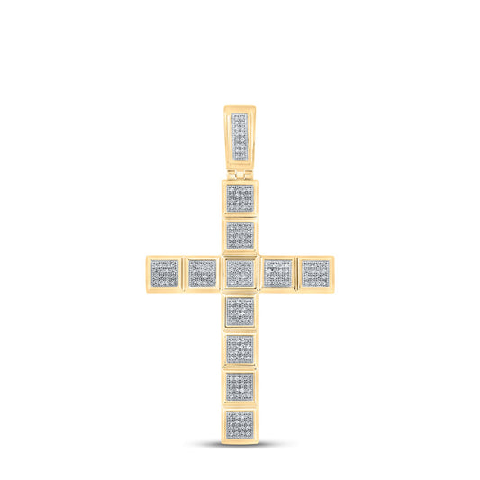 10K YELLOW GOLD ROUND DIAMOND CROSS CHARM PENDANT 5/8 CTTW