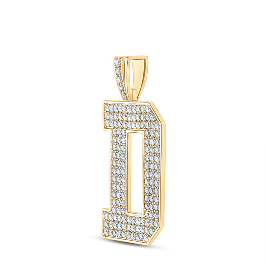 10K YELLOW GOLD ROUND DIAMOND D INITIAL LETTER CHARM PENDANT 2-3/8 CTTW