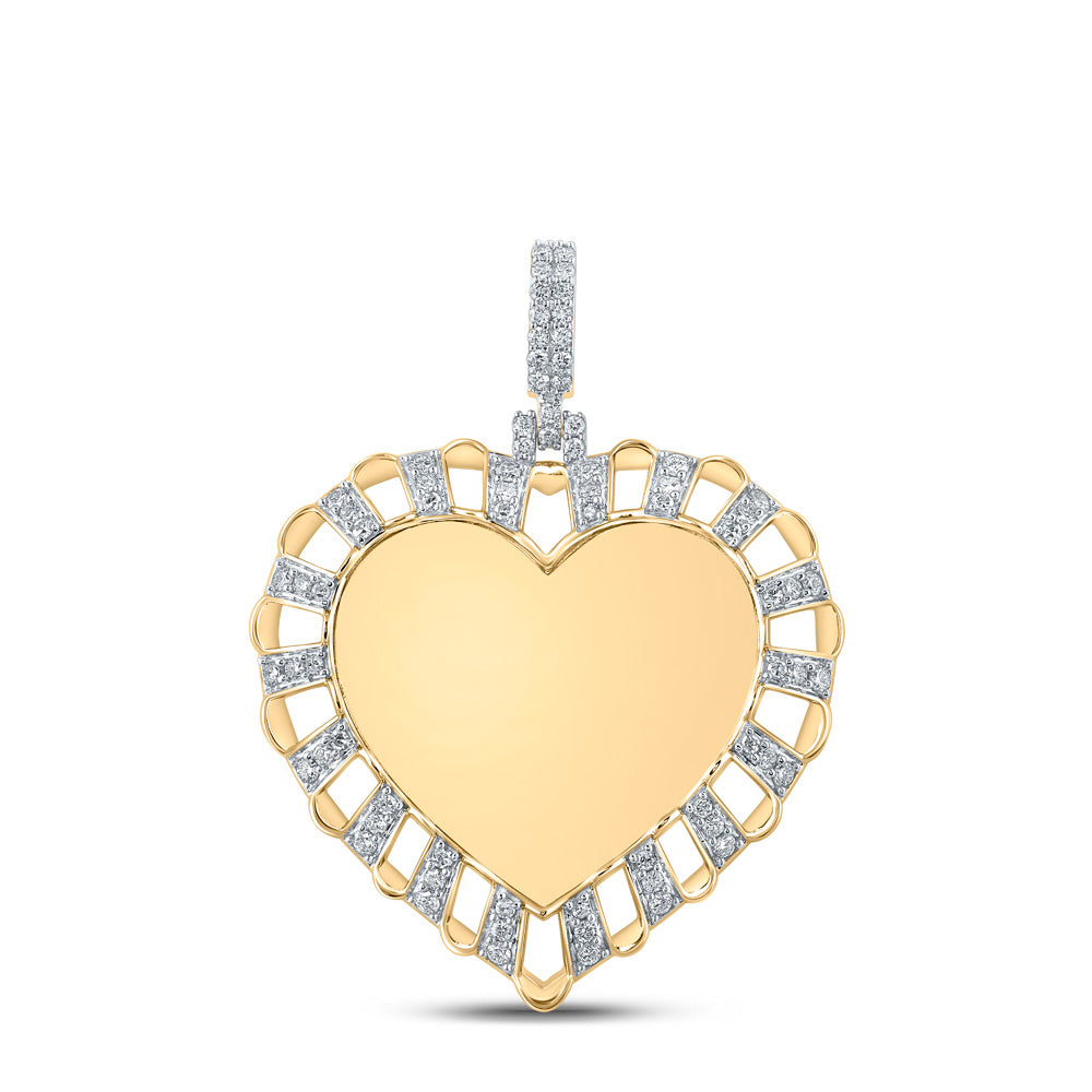 10K YELLOW GOLD ROUND DIAMOND HEART CHARM PENDANT 7/8 CTTW