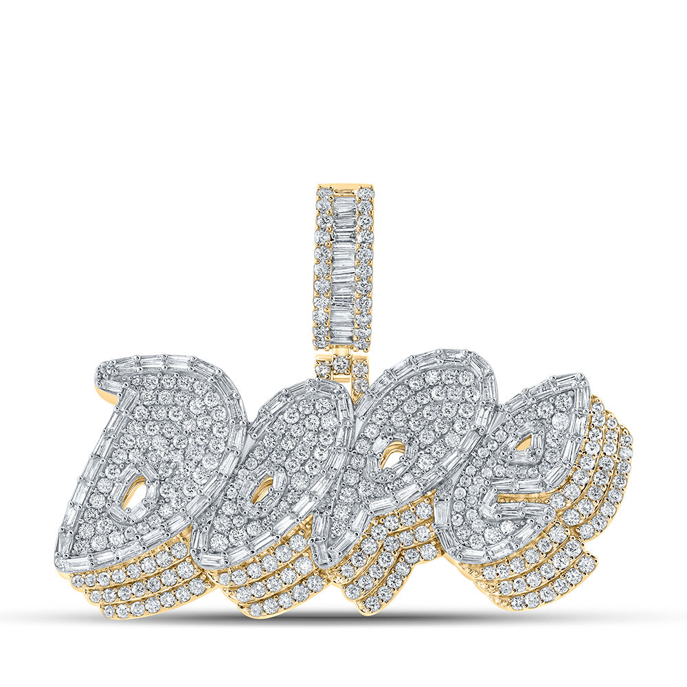 10K YELLOW GOLD BAGUETTE DIAMOND DOPE CHARM PENDANT 3-3/4 CTTW
