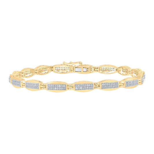 10K YELLOW GOLD ROUND DIAMOND LINK BRACELET 3/4 CTTW