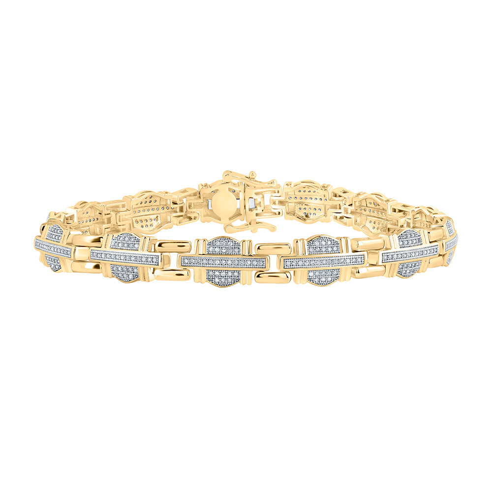 10K YELLOW GOLD ROUND DIAMOND LINK BRACELET 1 CTTW