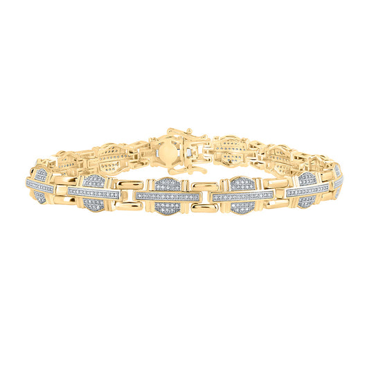 10K YELLOW GOLD ROUND DIAMOND LINK BRACELET 1 CTTW