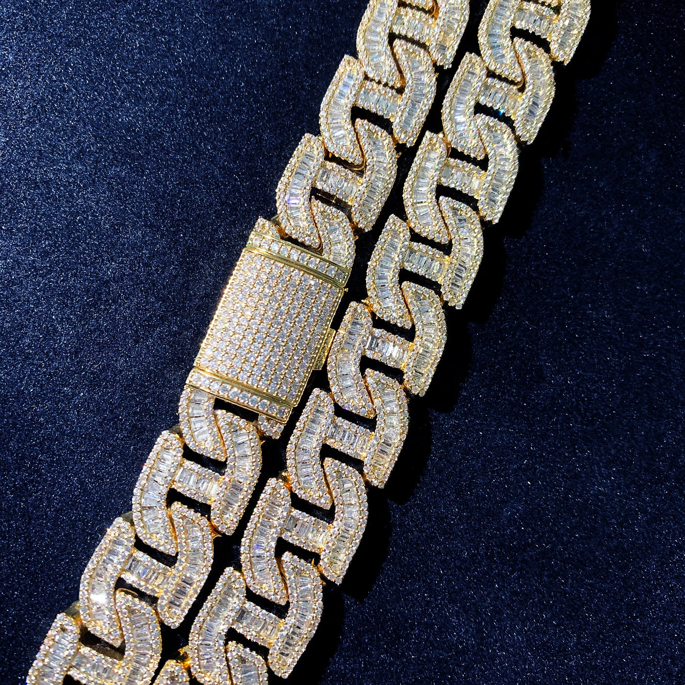 17MM Baguette Bracelet Miami Cuban Chain