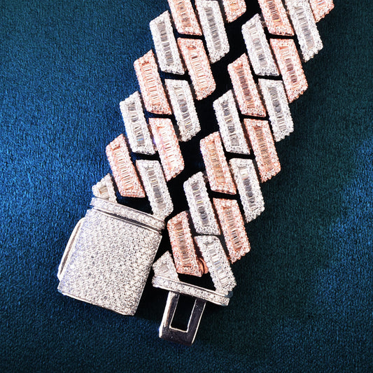 17MM Two Tone Baguette Necklace