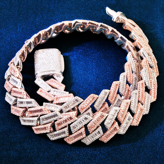 17MM Two Tone Baguette Necklace