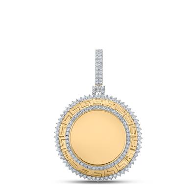 10K YELLOW GOLD ROUND DIAMOND CIRCLE MEMORY CHARM PENDANT 2-3/4 CTTW