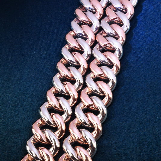 19MM Mixed Color Miami Cuban Chain Bling Baguette Zircon Bracelet
