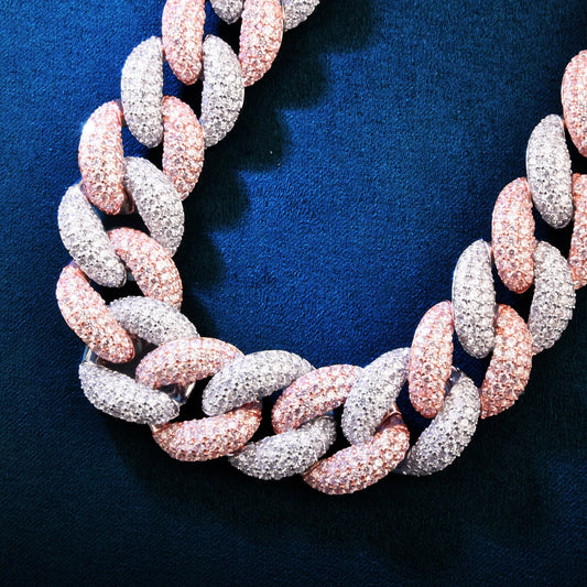 19mm Full Zircon Mixed Color Miami Cuban Necklace