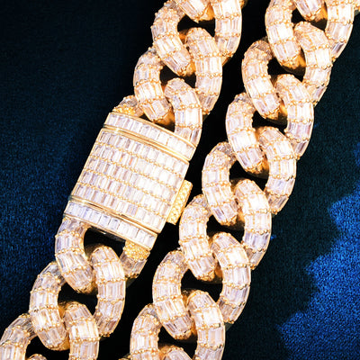 21mm Baguette Miami Cuban Bracelet