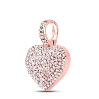 10K ROSE GOLD ROUND DIAMOND CHARMED HEART PENDANT 1/2 CTTW