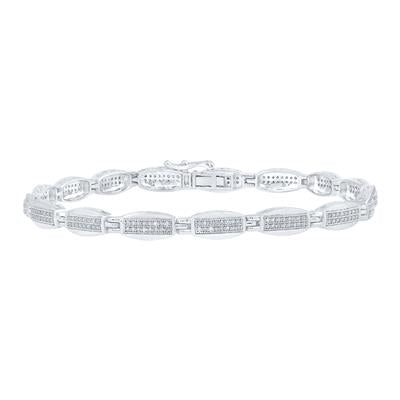 10K WHITE GOLD ROUND DIAMOND LINK BRACELET 3/4 CTTW