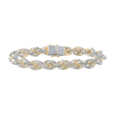 10K YELLOW GOLD ROUND DIAMOND ROPE CHAIN BRACELET 9 CTTW