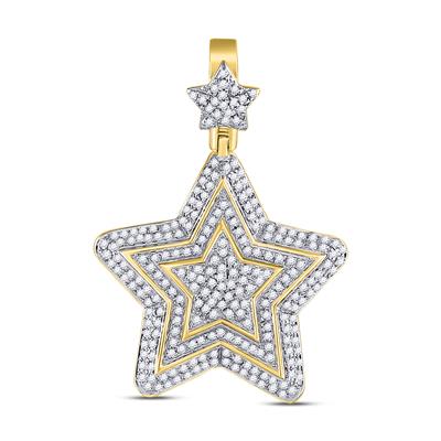10K YELLOW GOLD ROUND DIAMOND CONCENTRIC STAR PENDANT 3/4 CTTW