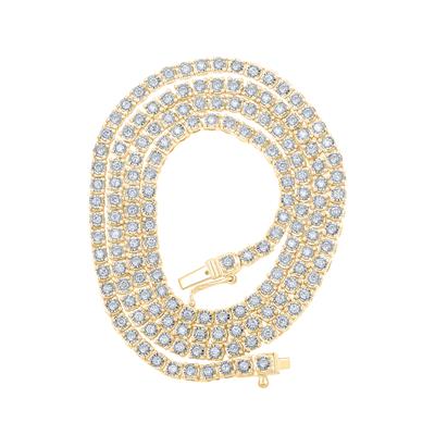 10K YELLOW GOLD ROUND DIAMOND LINK CHAIN NECKLACE 2-7/8 CTTW