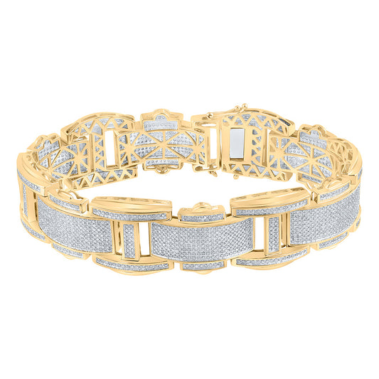 10K YELLOW GOLD ROUND DIAMOND LINK BRACELET 4-1/2 CTTW