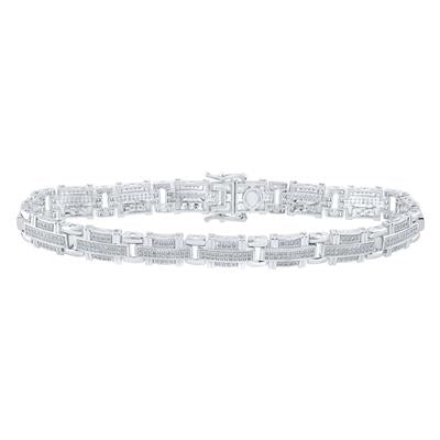 10K WHITE GOLD ROUND DIAMOND LINK BRACELET 1-1/4 CTTW