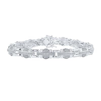 10K WHITE GOLD ROUND DIAMOND LINK BRACELET 1 CTTW