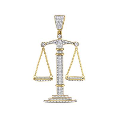 10K YELLOW GOLD ROUND DIAMOND SCALES OF JUSTICE CHARM PENDANT 1 CTTW