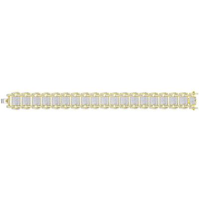 10KT YELLOW GOLD ROUND DIAMOND BIG LOOK STATEMENT LINK BRACELET 4-5/8 CTTW