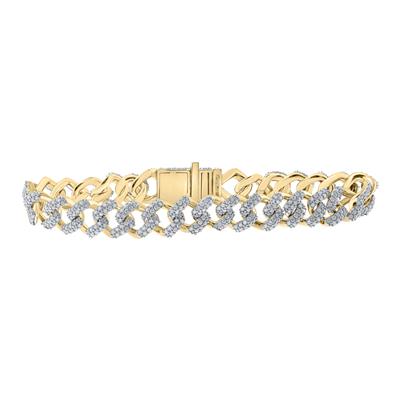 10K YELLOW GOLD ROUND DIAMOND CUBAN LINK BRACELET 5-1/2 CTTW