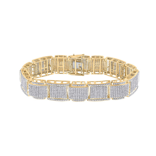 10K YELLOW GOLD ROUND DIAMOND LINK BRACELET 4-1/2 CTTW