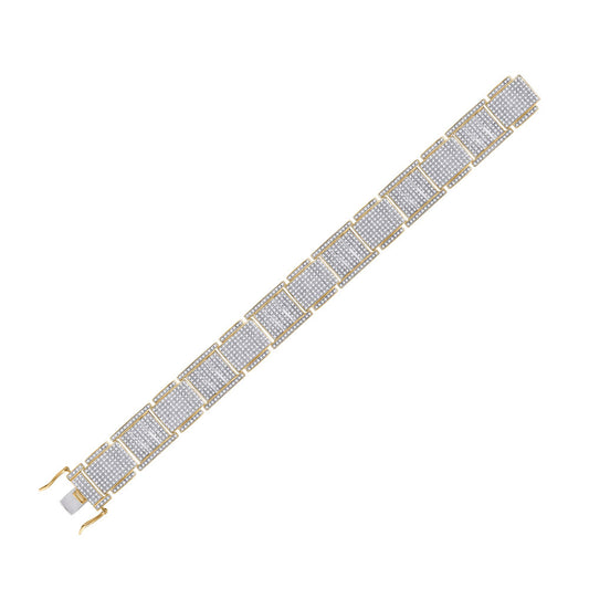 10K YELLOW GOLD ROUND DIAMOND LINK BRACELET 4-1/2 CTTW