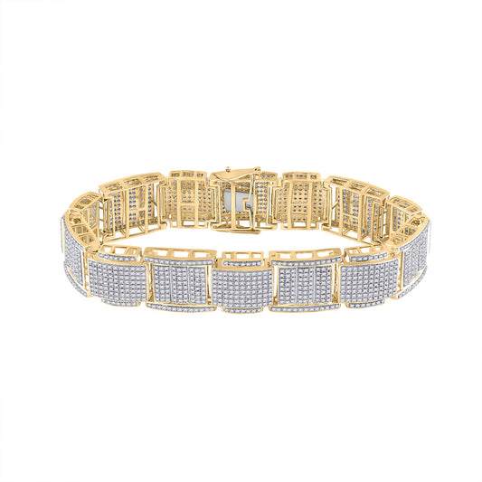 10K YELLOW GOLD ROUND DIAMOND LINK BRACELET 4-1/2 CTTW