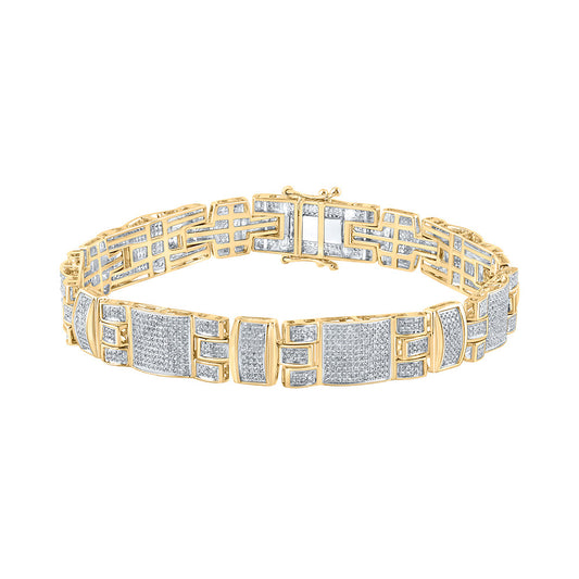10K YELLOW GOLD ROUND DIAMOND LINK BRACELET 2-3/4 CTTW