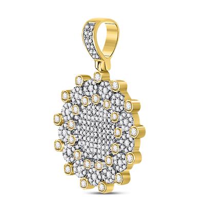 10K YELLOW GOLD ROUND DIAMOND CIRCLE CHARM PENDANT 1 CTTW