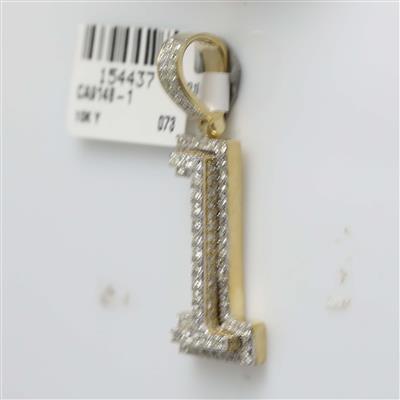 10K YELLOW GOLD ROUND DIAMOND NUMBER 1 CHARM PENDANT 1 CTTW