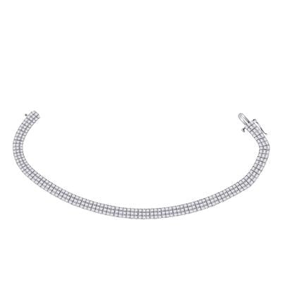 14K WHITE GOLD ROUND DIAMOND 3 ROW MIRACLE-SET FASHION BRACELET 6-7/8 CTTW