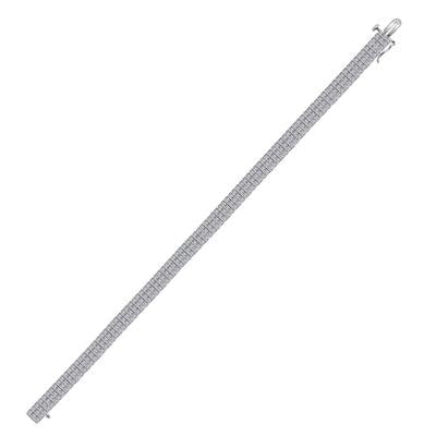 14K WHITE GOLD ROUND DIAMOND 3 ROW MIRACLE-SET FASHION BRACELET 6-7/8 CTTW