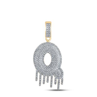 10K YELLOW GOLD ROUND DIAMOND Q LETTER CHARM PENDANT 7/8 CTTW