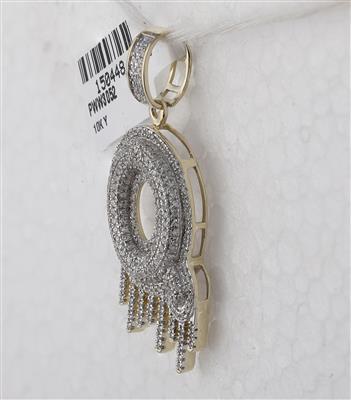 10K YELLOW GOLD ROUND DIAMOND Q LETTER CHARM PENDANT 7/8 CTTW