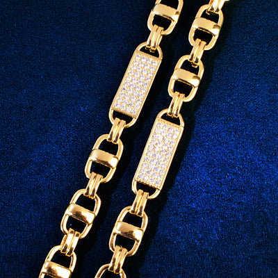 8mm Square Clustered Cuban Chain Necklace
