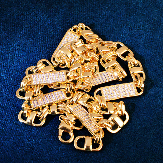8mm Square Clustered Cuban Chain Necklace
