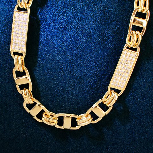 8mm Square Clustered Cuban Chain Necklace