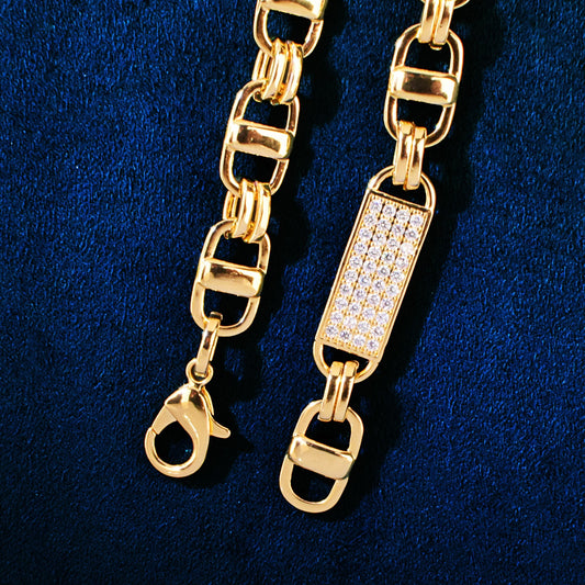 8mm Square Clustered Cuban Chain Necklace